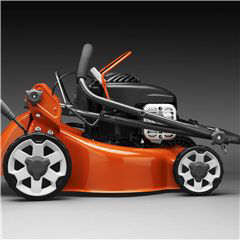Husqvarna LC140s lawnmower in folded down mode